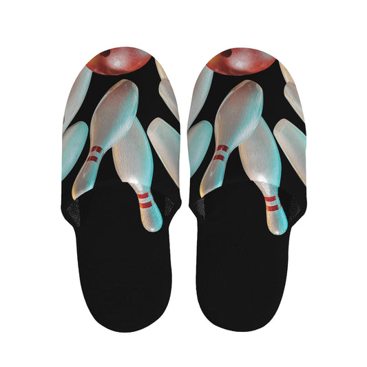 Bowling Strike Print Slippers
