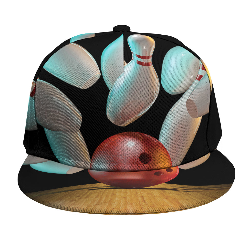Bowling Strike Print Snapback Cap