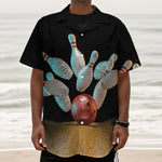 Bowling Strike Print Textured Short Sleeve Shirt