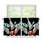 Bowling Strike Print Tier Curtains