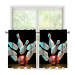 Bowling Strike Print Tier Curtains