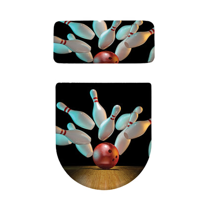 Bowling Strike Print Toilet Lid And Tank Cover Set
