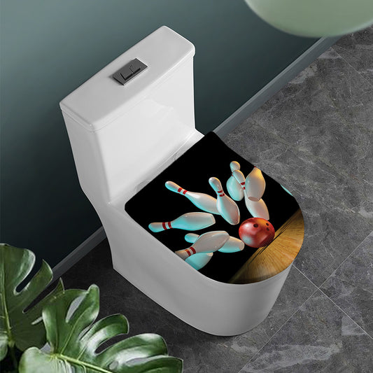 Bowling Strike Print Toilet Lid Cover