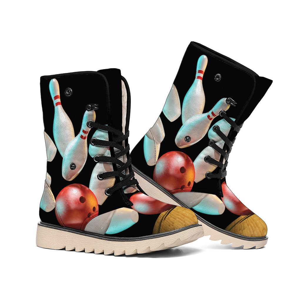Bowling Strike Print Winter Boots