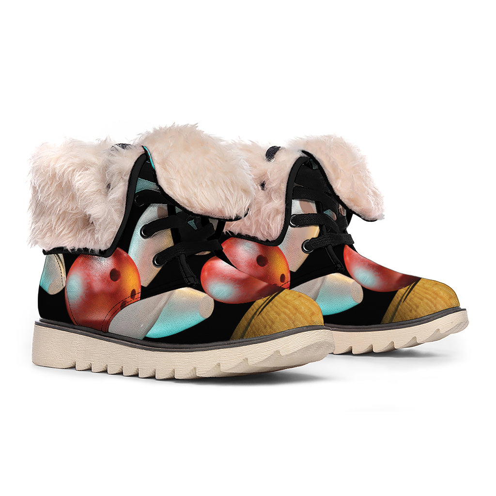 Bowling Strike Print Winter Boots