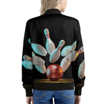 Bowling Strike Print Women's Bomber Jacket