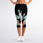 Bowling Strike Print Women's Capri Leggings