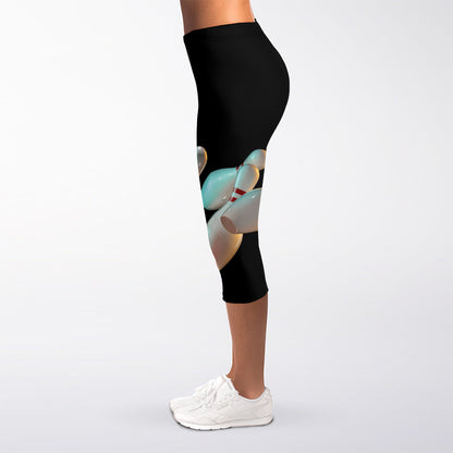 Bowling Strike Print Women's Capri Leggings