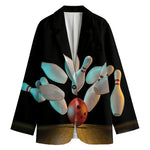Bowling Strike Print Women's Cotton Blazer