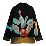 Bowling Strike Print Women's Cotton Blazer