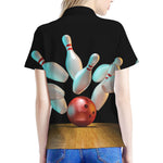 Bowling Strike Print Women's Polo Shirt