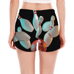 Bowling Strike Print Women's Split Running Shorts