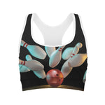 Bowling Strike Print Women's Sports Bra