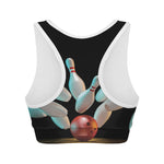 Bowling Strike Print Women's Sports Bra