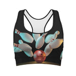 Bowling Strike Print Women's Sports Bra
