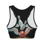 Bowling Strike Print Women's Sports Bra