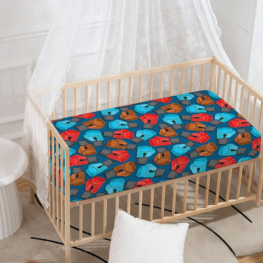 Boxing Gloves Pattern Print Baby Crib Sheet