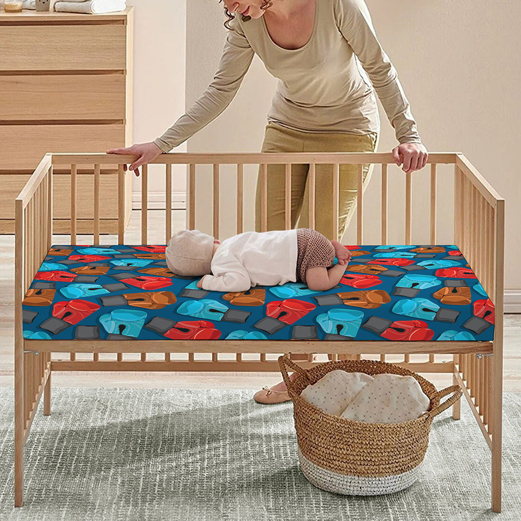 Boxing Gloves Pattern Print Baby Crib Sheet