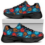 Boxing Gloves Pattern Print Black Chunky Shoes