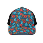 Boxing Gloves Pattern Print Black Mesh Trucker Cap