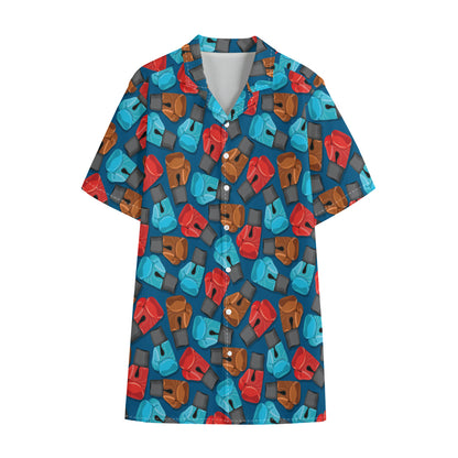 Boxing Gloves Pattern Print Cotton Hawaiian Shirt