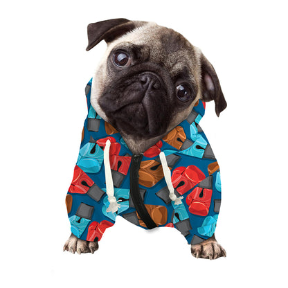 Boxing Gloves Pattern Print Dog Zip Up Hoodie