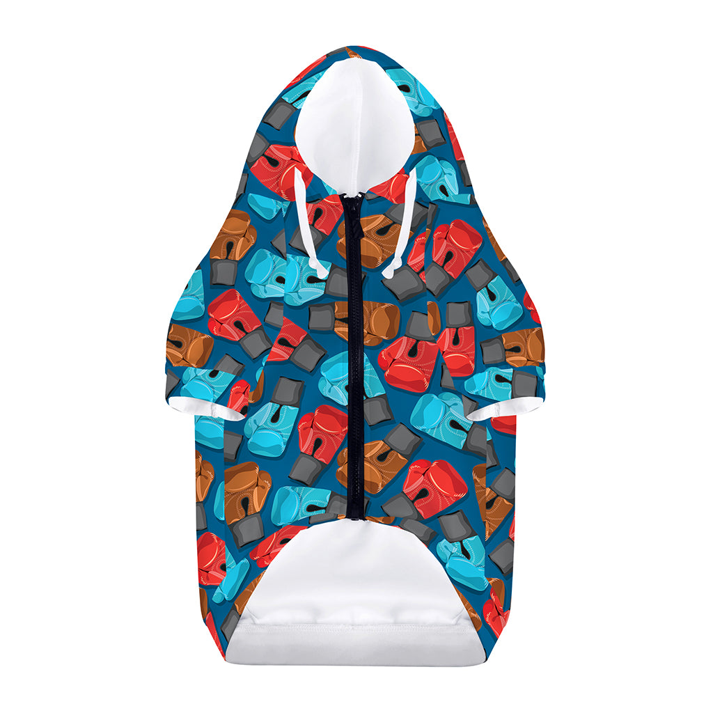 Boxing Gloves Pattern Print Dog Zip Up Hoodie