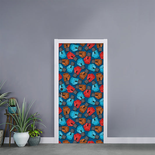 Boxing Gloves Pattern Print Door Sticker