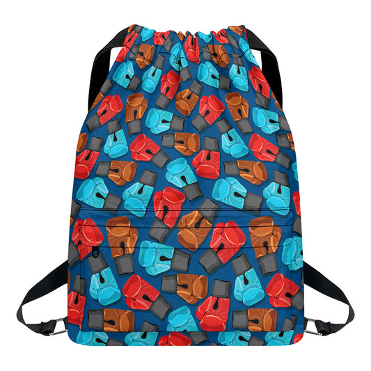 Boxing Gloves Pattern Print Drawstring Backpack