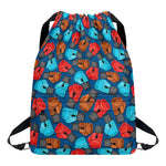 Boxing Gloves Pattern Print Drawstring Backpack