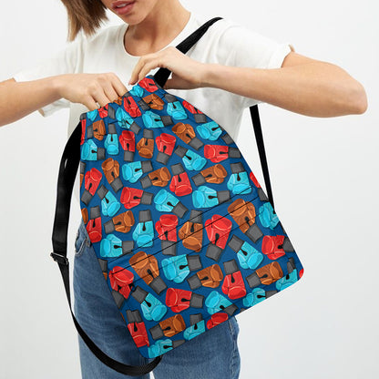 Boxing Gloves Pattern Print Drawstring Backpack