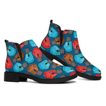 Boxing Gloves Pattern Print Flat Ankle Boots
