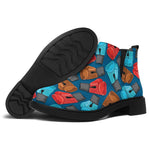 Boxing Gloves Pattern Print Flat Ankle Boots