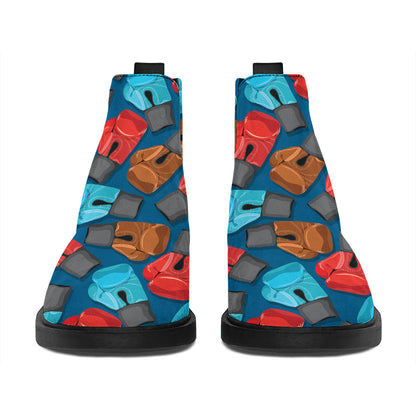 Boxing Gloves Pattern Print Flat Ankle Boots