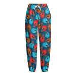 Boxing Gloves Pattern Print Fleece Lined Knit Pants
