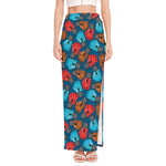 Boxing Gloves Pattern Print High Slit Maxi Skirt