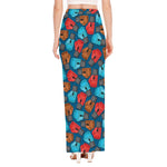 Boxing Gloves Pattern Print High Slit Maxi Skirt