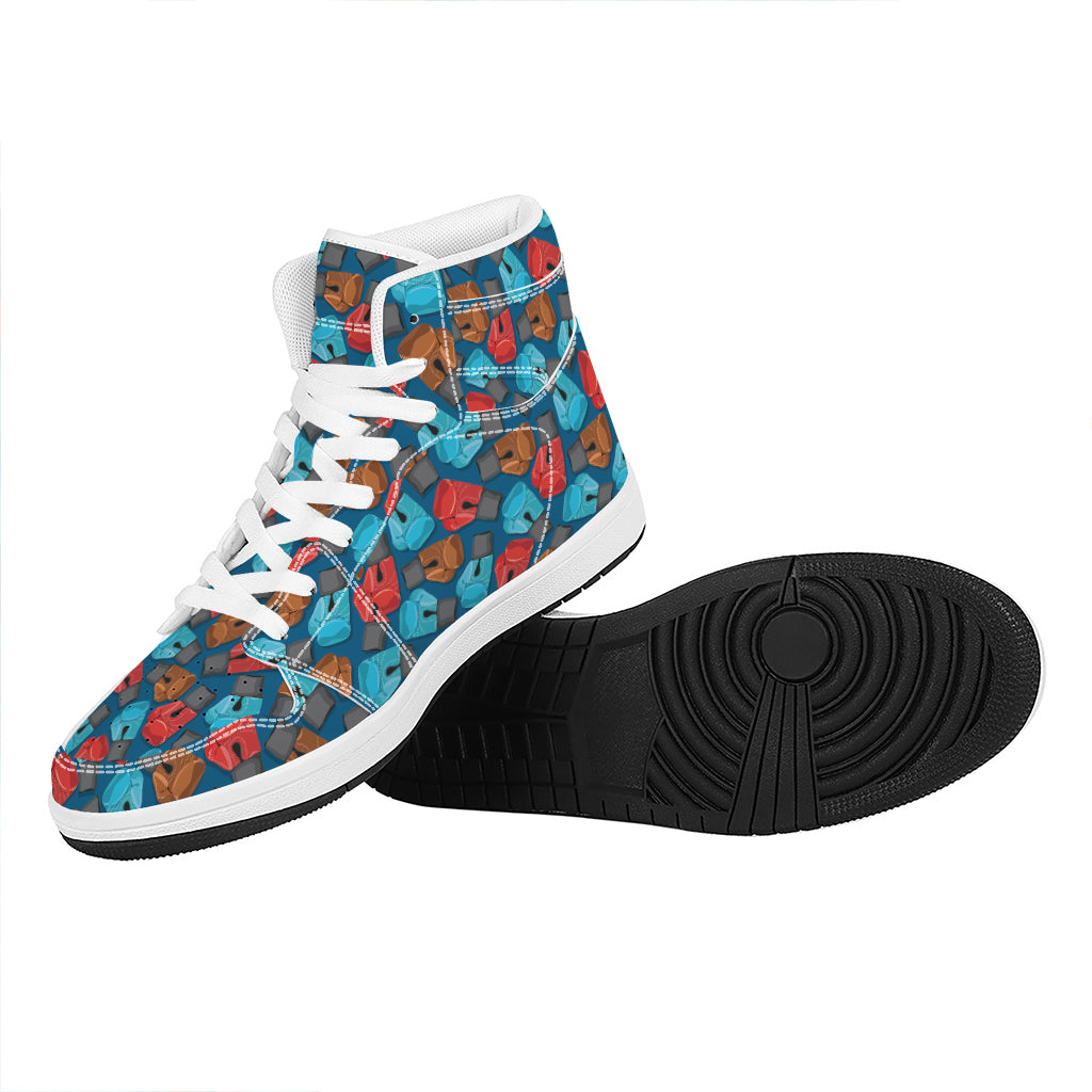 Boxing Gloves Pattern Print High Top Leather Sneakers