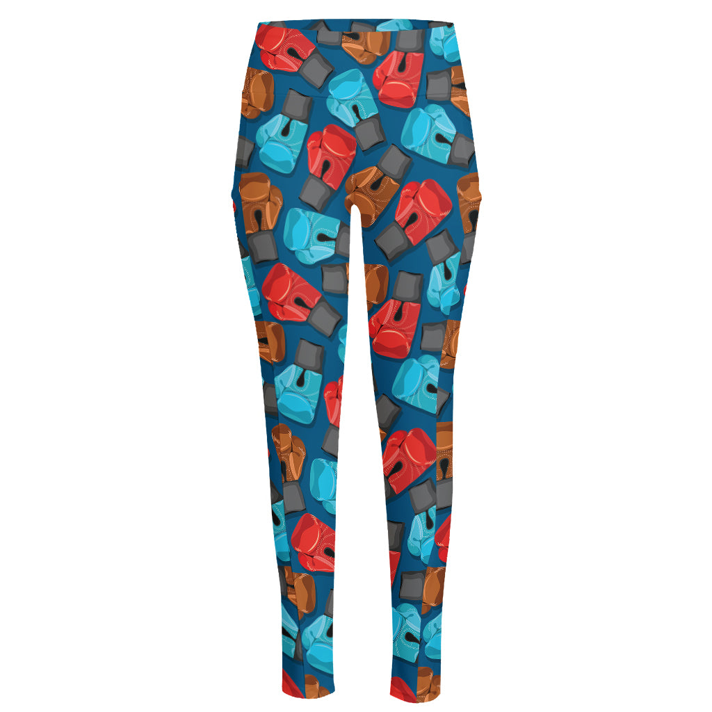 Boxing Gloves Pattern Print High-Waisted Pocket Leggings