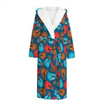 Boxing Gloves Pattern Print Hooded Bathrobe