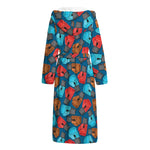 Boxing Gloves Pattern Print Hooded Bathrobe