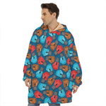 Boxing Gloves Pattern Print Hoodie Blanket