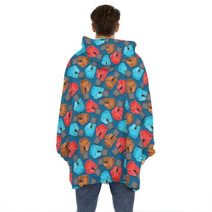 Boxing Gloves Pattern Print Hoodie Blanket