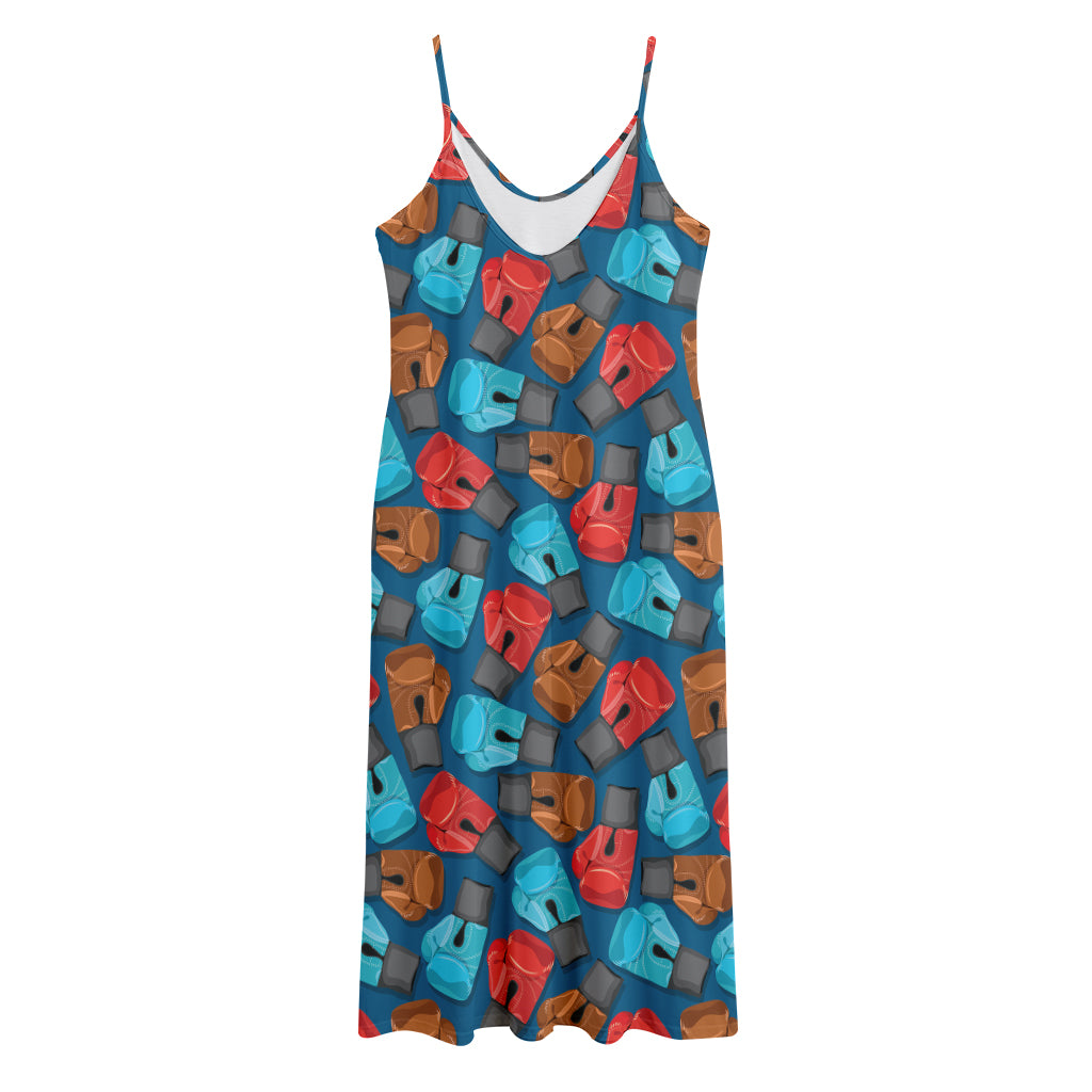 Boxing Gloves Pattern Print Jersey Midi Cami Dress