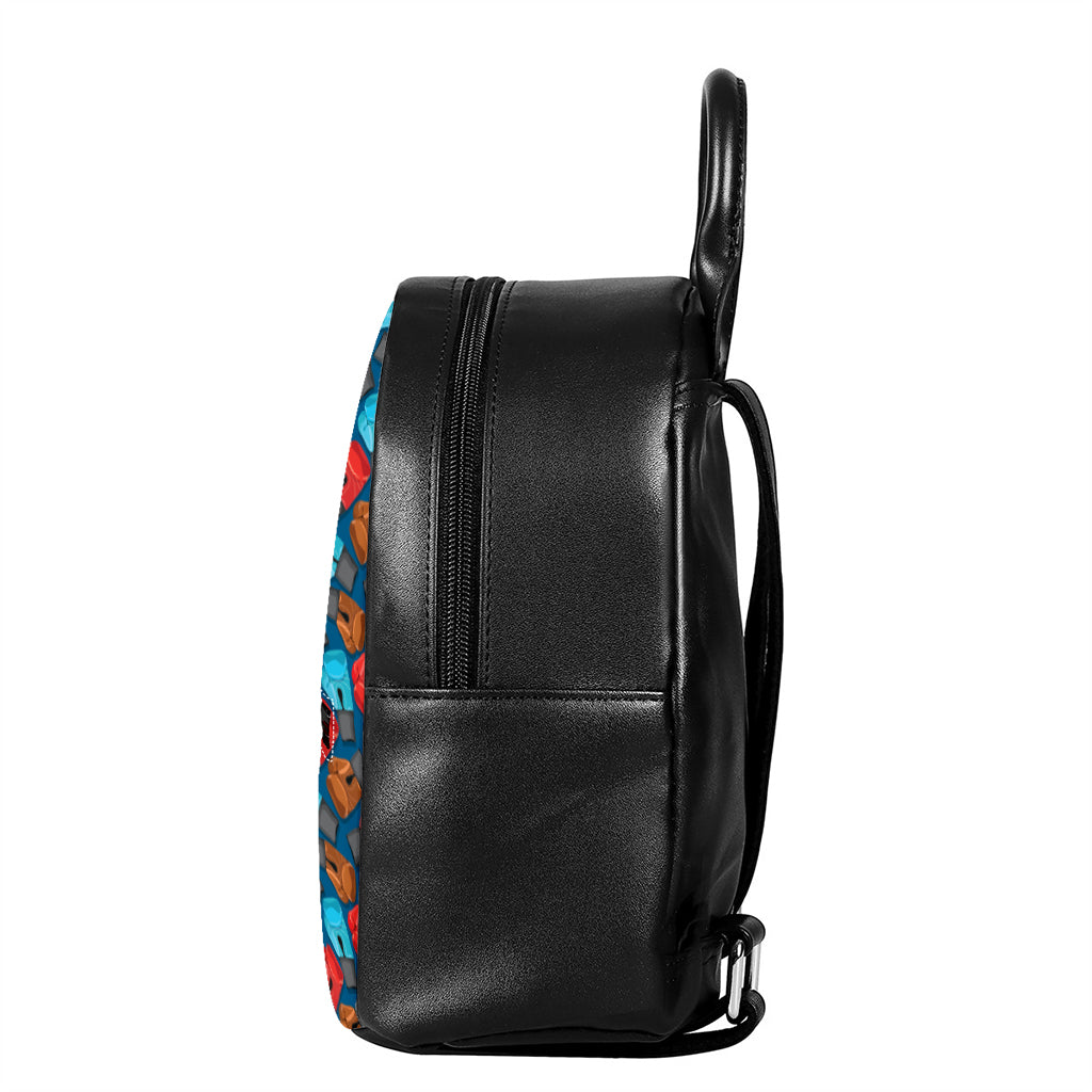 Boxing Gloves Pattern Print Leather Backpack