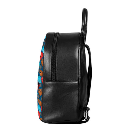 Boxing Gloves Pattern Print Leather Backpack