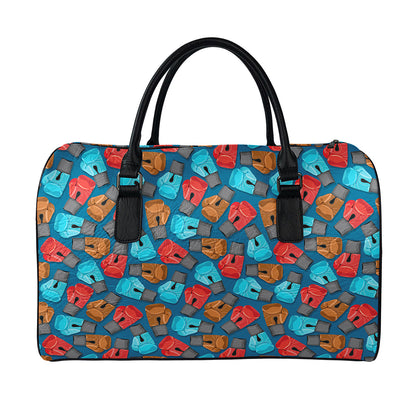 Boxing Gloves Pattern Print Leather Duffle Bag