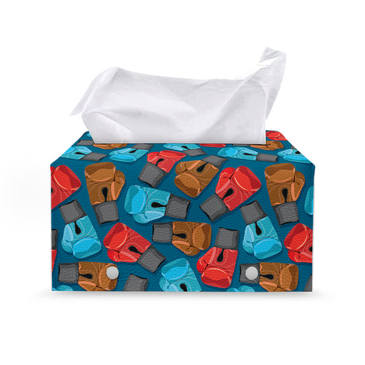 Boxing Gloves Pattern Print Leather Tissue Box Cover