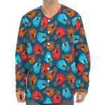 Boxing Gloves Pattern Print Long Sleeve Baseball Jersey