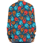 Boxing Gloves Pattern Print Long Sleeve Baseball Jersey